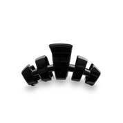 Petite black claw hair clip with curved teeth, glossy finish