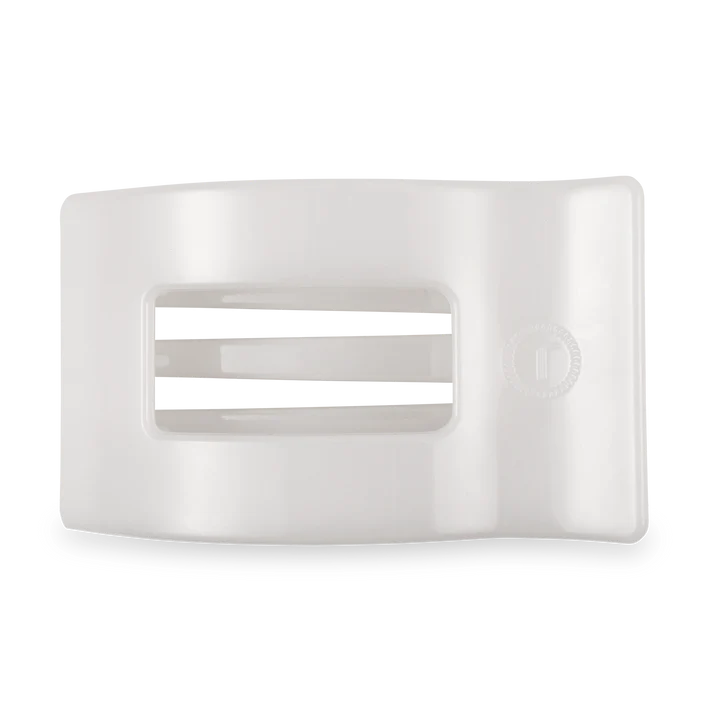 Large Flat Rectangle Hair Clip - Coconut White