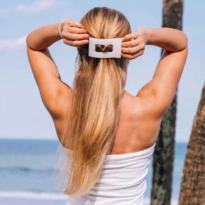 Large Flat Rectangle Hair Clip - Coconut White