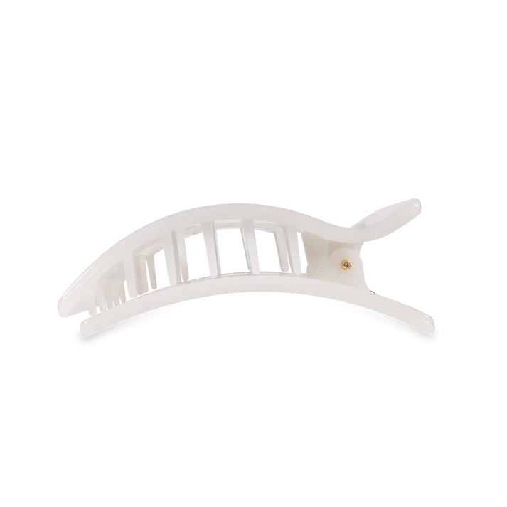 Medium Flat Rectangle Hair Clip - Coconut White