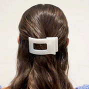 Teleties |Small Flat Rectangle Hair Clip - Coconut White