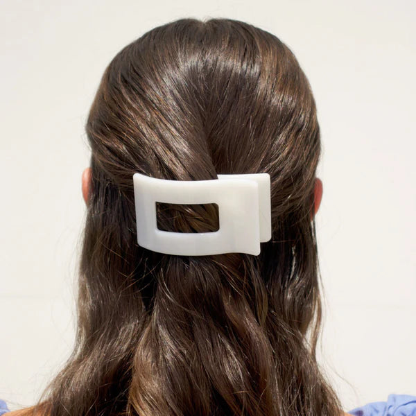 Teleties |Small Flat Rectangle Hair Clip - Coconut White