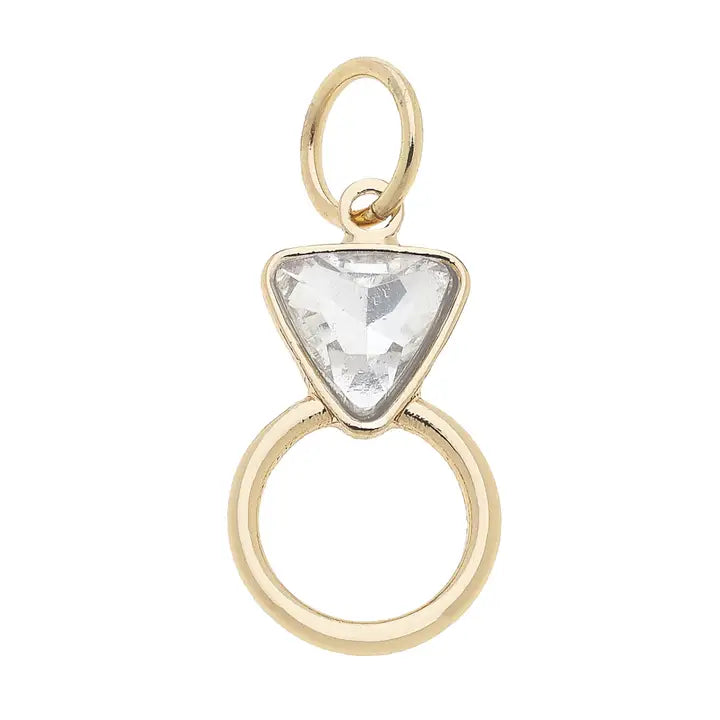 Charmed | Rhinestone Ring Charm in Shiny Gold