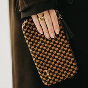 Emma Woven Clutch Wristlet - Checkered Coffee
