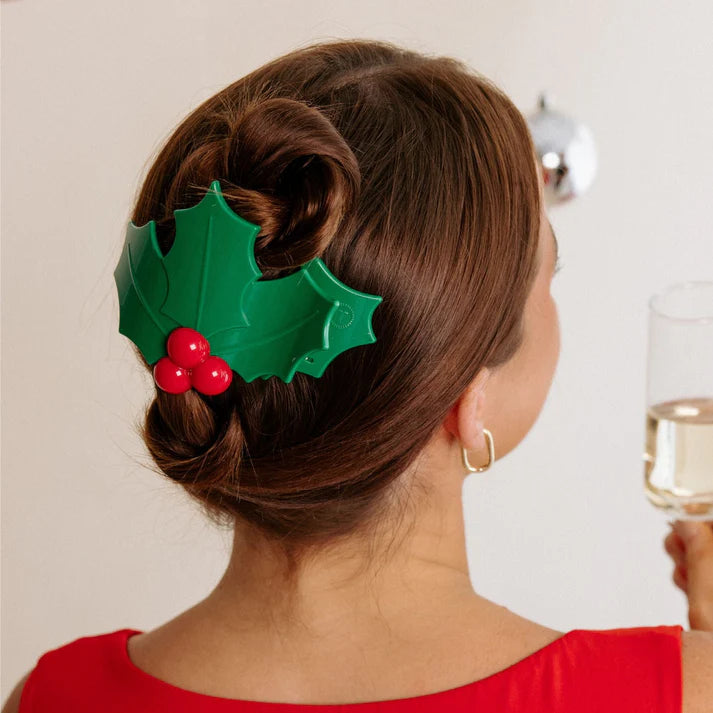 Holly Leaves Flat Hair Clip