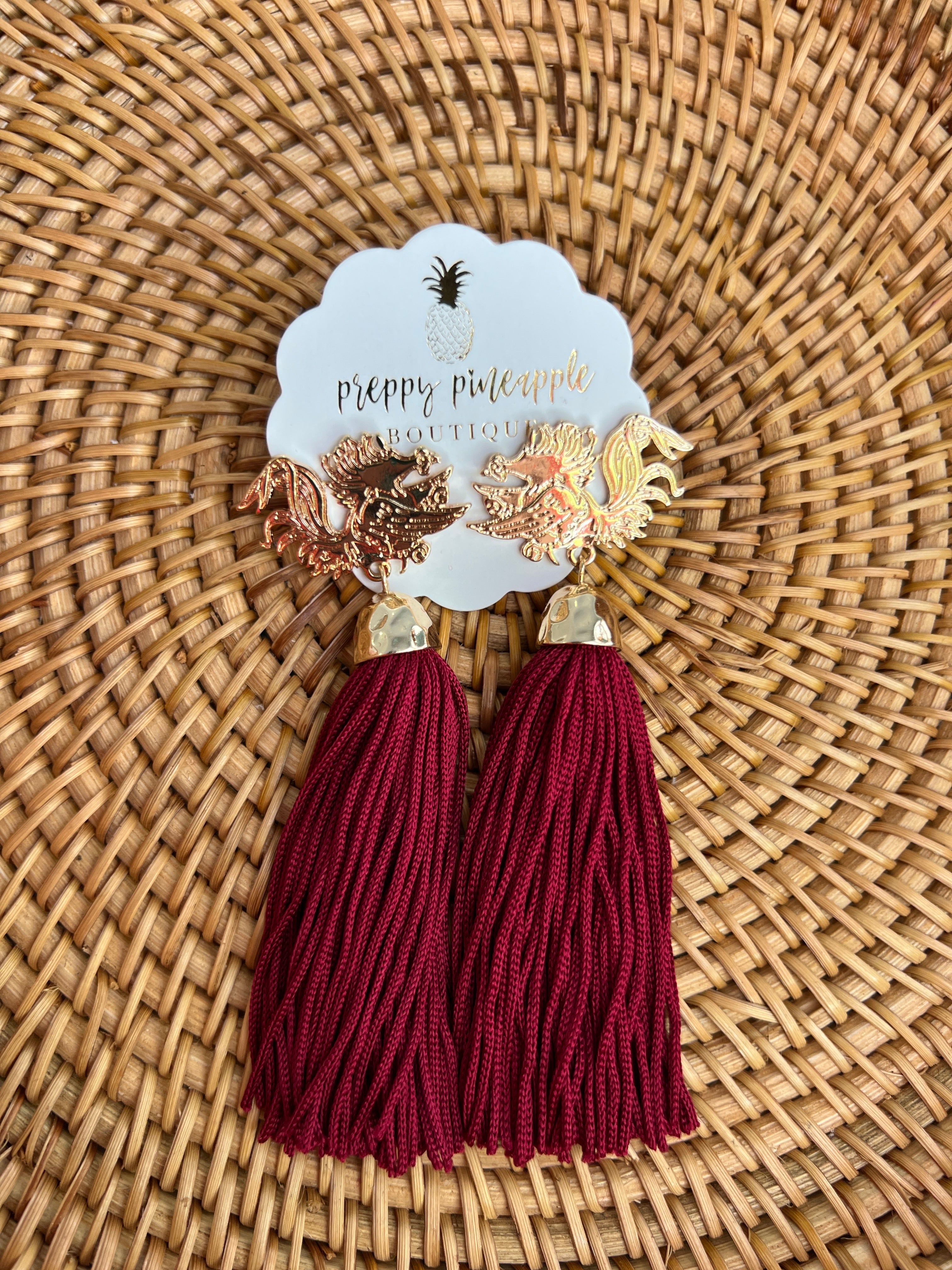 Gameday Gamecock Tassel Earrings