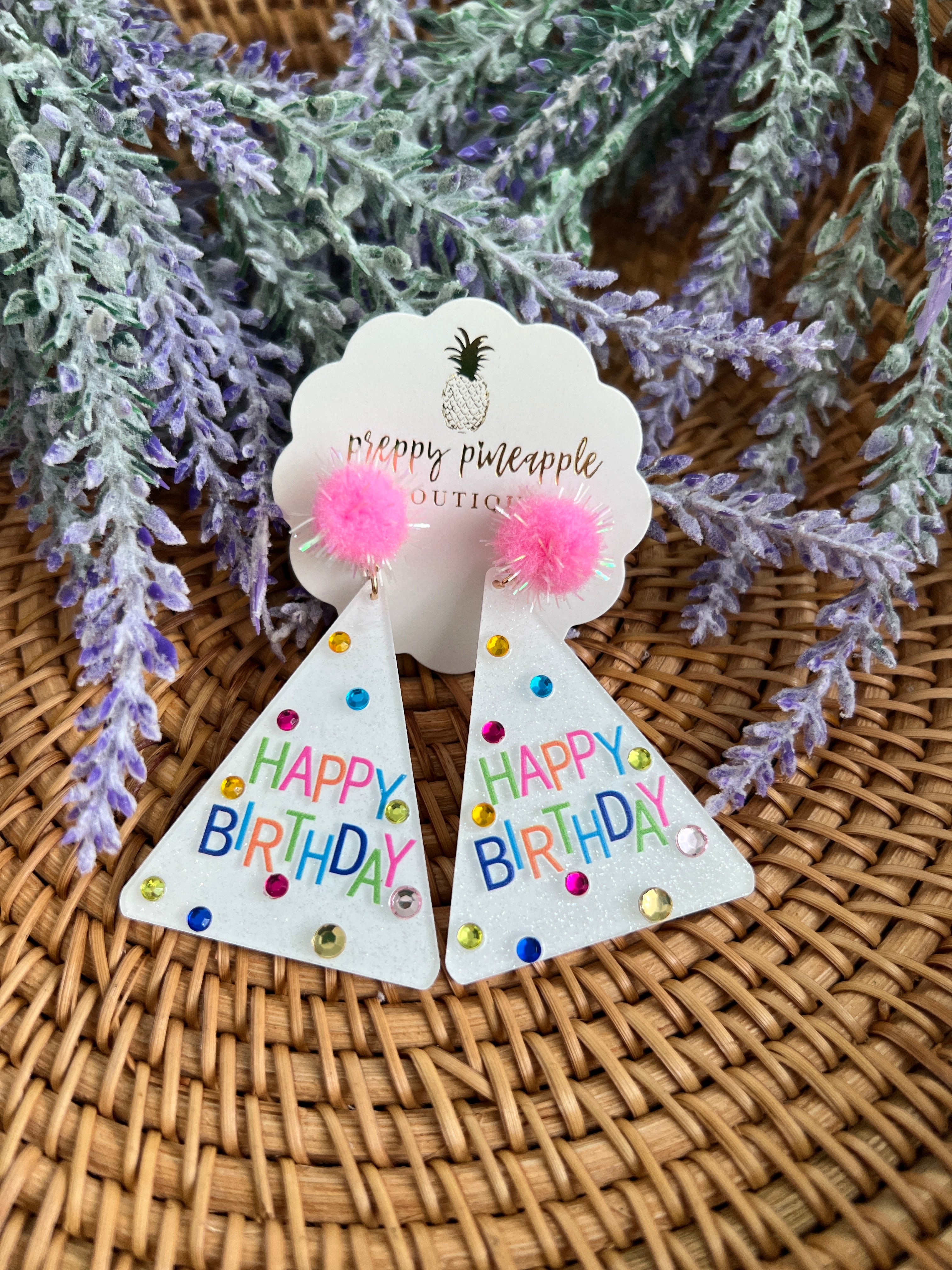 Happy Birthday Party Hat Earrings