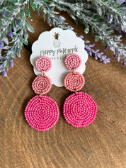 Beads 3 Round Shape Drop Earrings