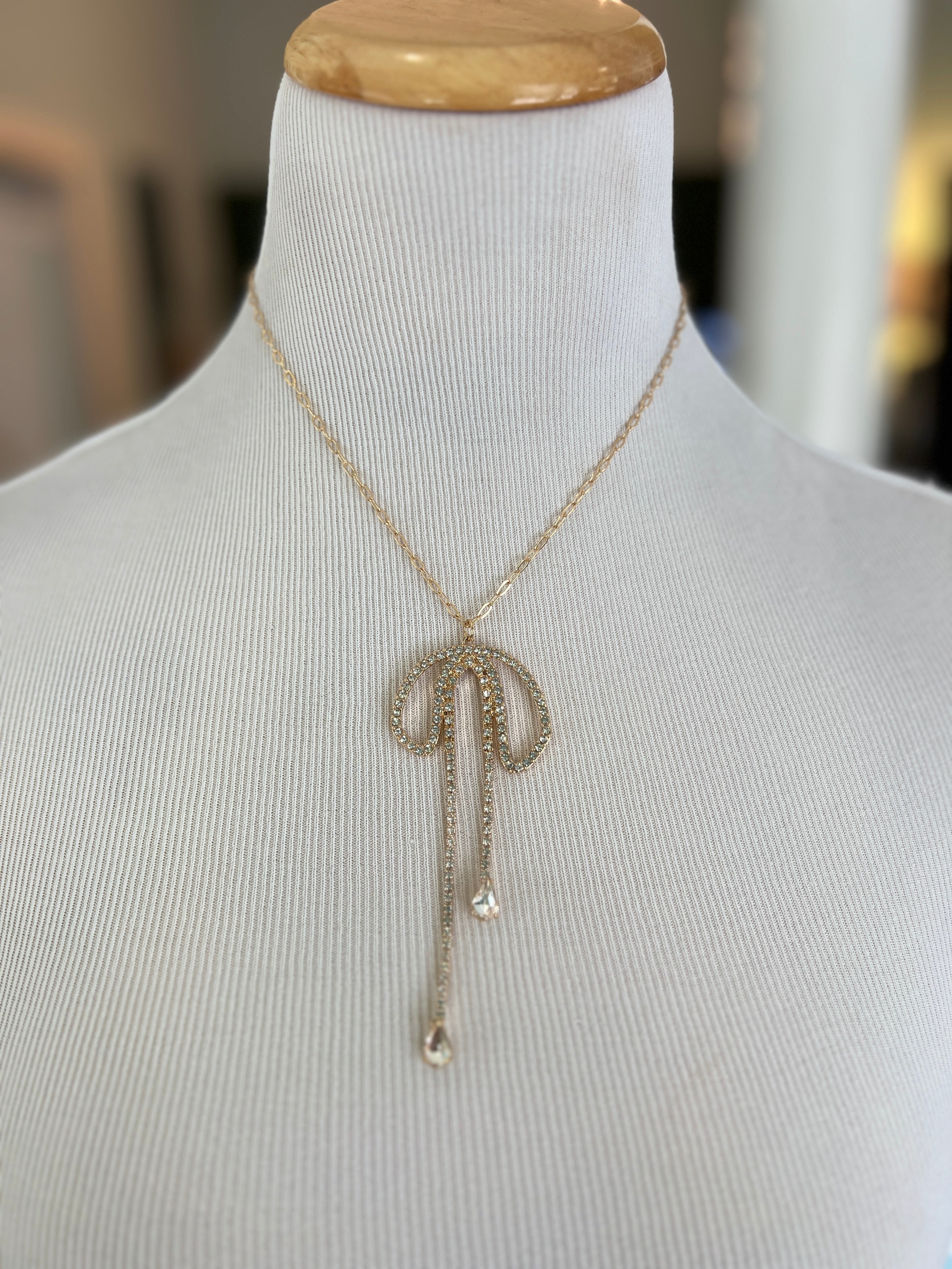 Pave Ribbon Pendant Necklace