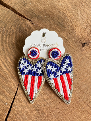 USA Heart Beads Earrings