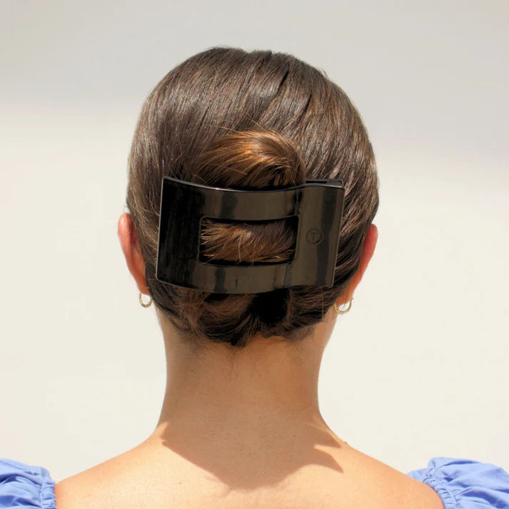 Large Flat Rectangle Hair Clip - Black