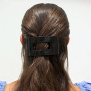 Medium Flat Rectangle Hair Clip - Jet Black