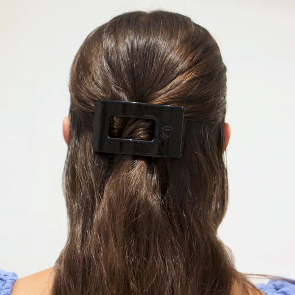 Teleties |Small Flat Rectangle Hair Clip - Jet Black