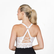 Juliette Deluxe Racerback Lace Bralette - White
