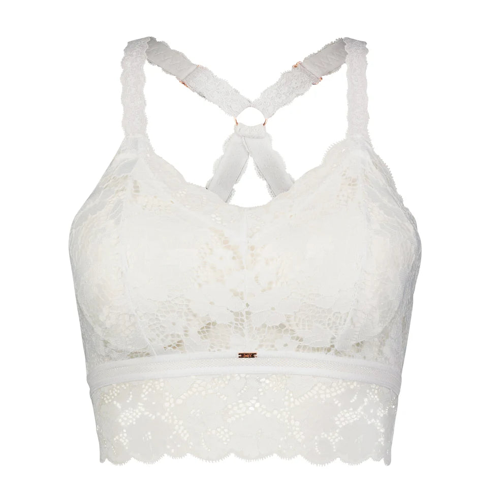 Juliette Deluxe Racerback Lace Bralette - White