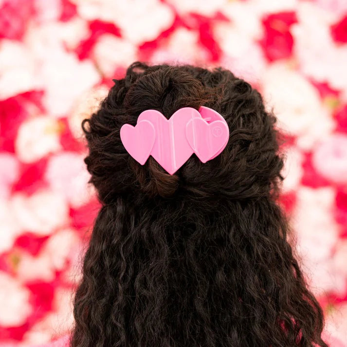Teleties | Heart to Heart Medium Flat Hair Clip - Pink