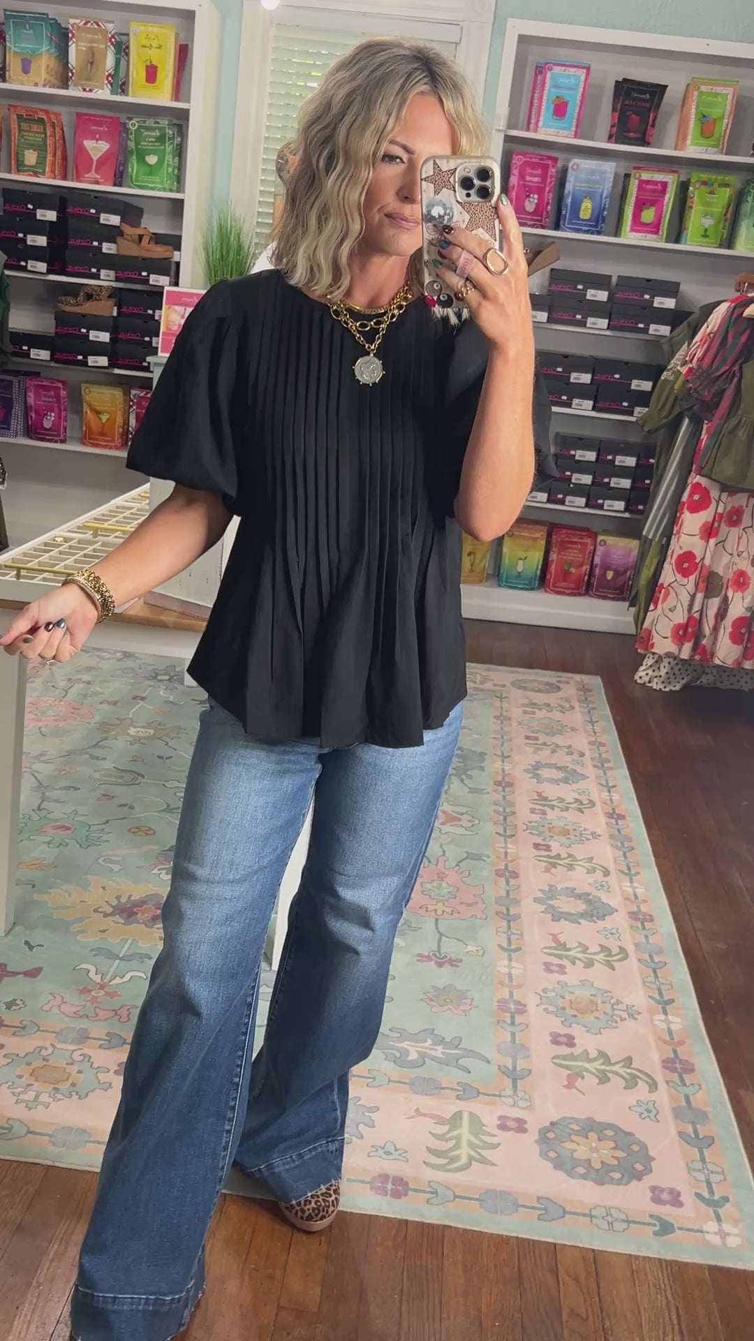 Midnight Pleated Blouse