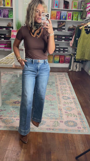 Risen | Slouchy Ankle Wide Jeans - Dark