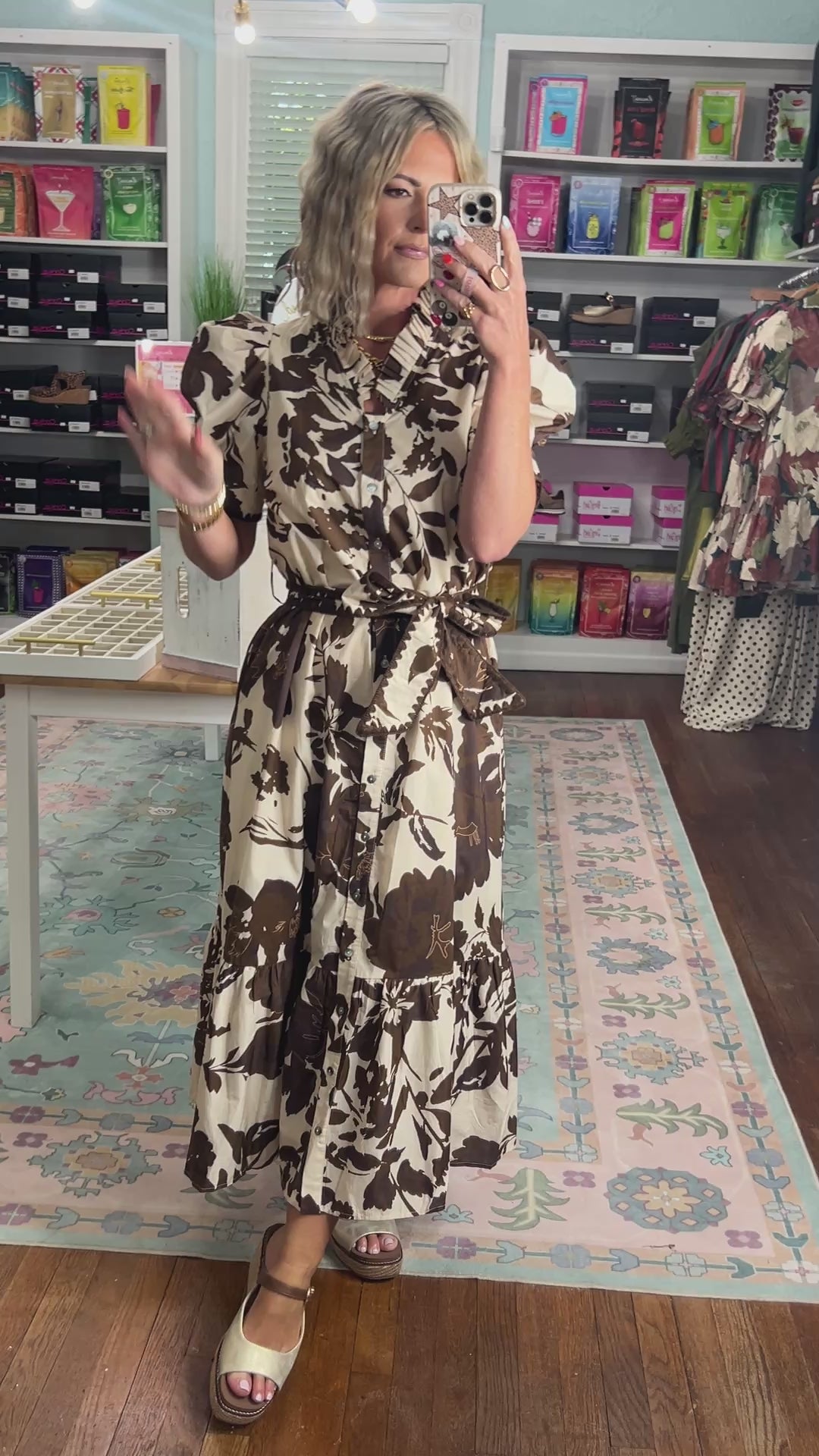 Fall in Bloom Floral Dress - Brown