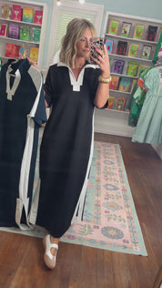 Coastal Drive Colorblock Midi Dress - Black