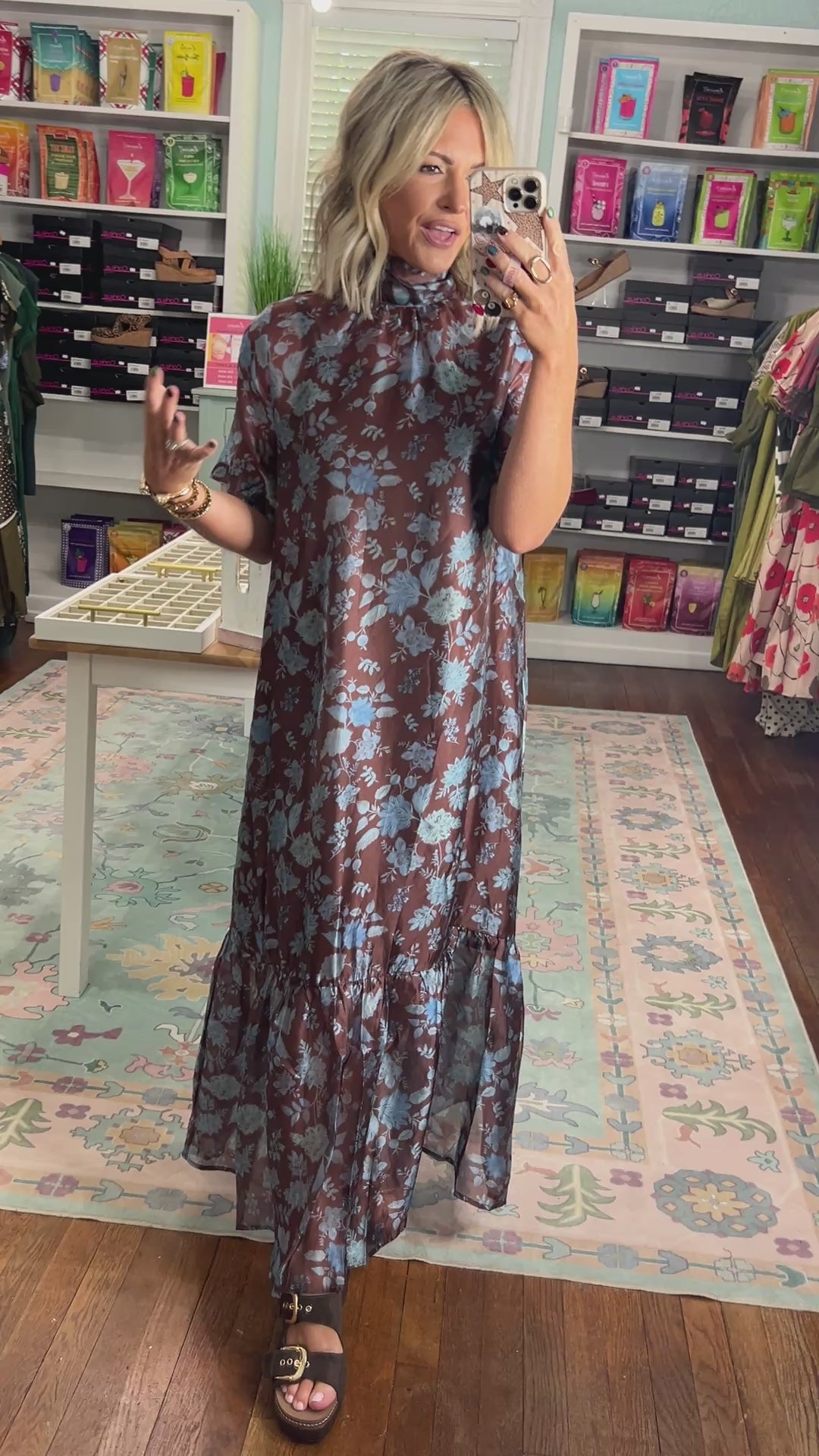 Vintage Elegance Floral Maxi - Brown