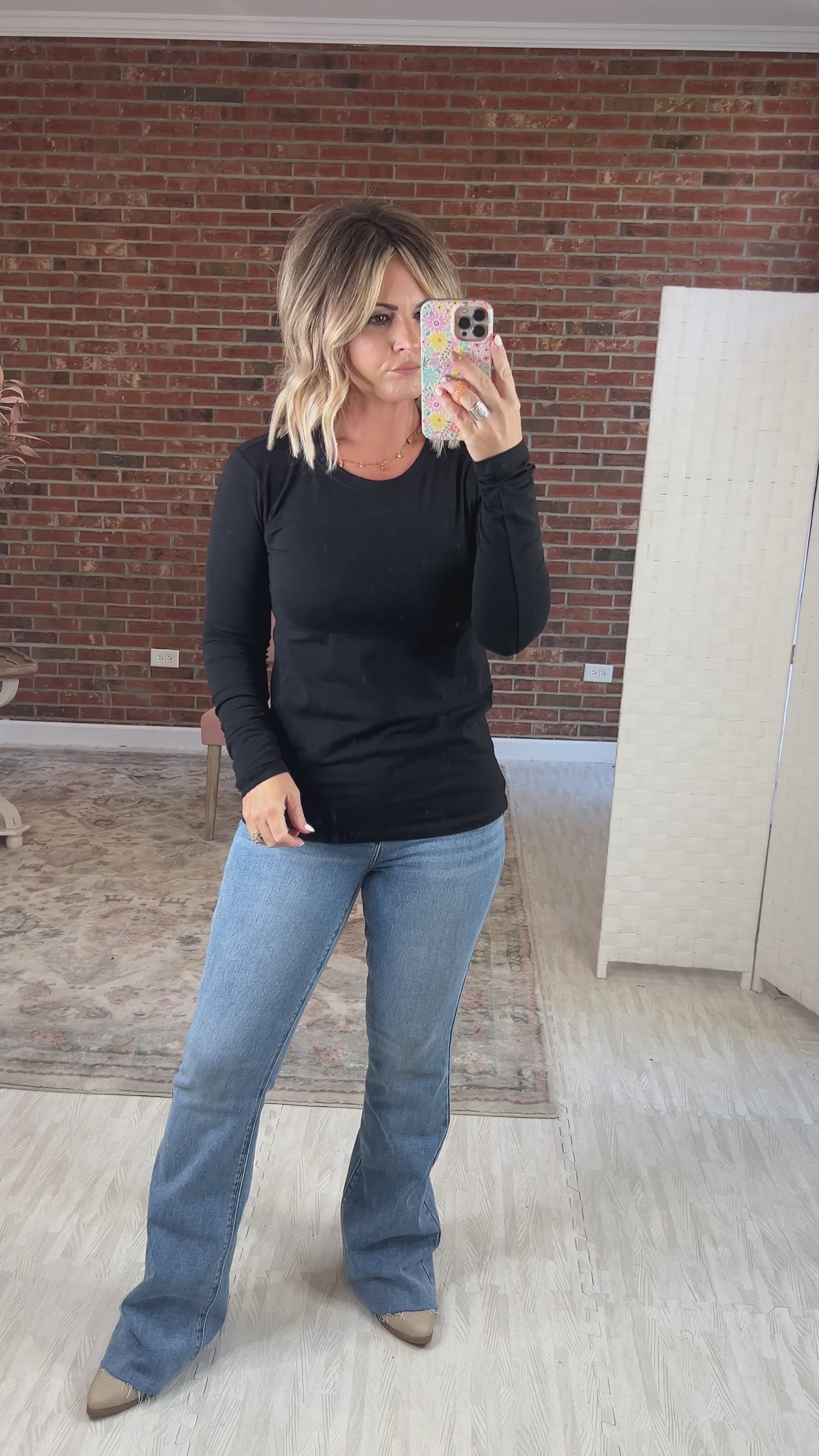 Can't Lose Long Sleeve Basic Top - Black