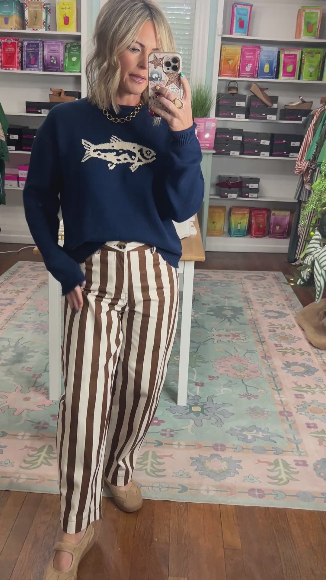 Striped to Perfection Barrel Pants - Camel