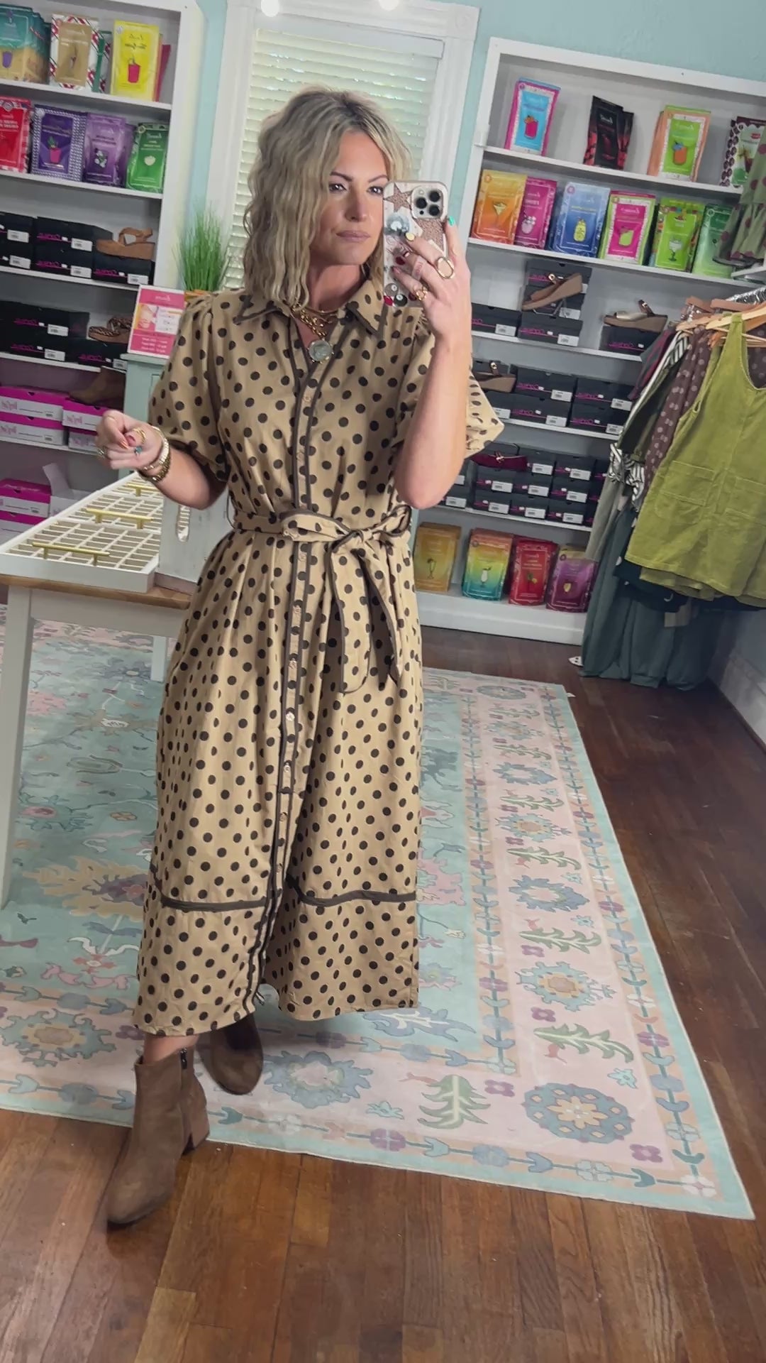 A Spot of Style Midi Dress - Taupe