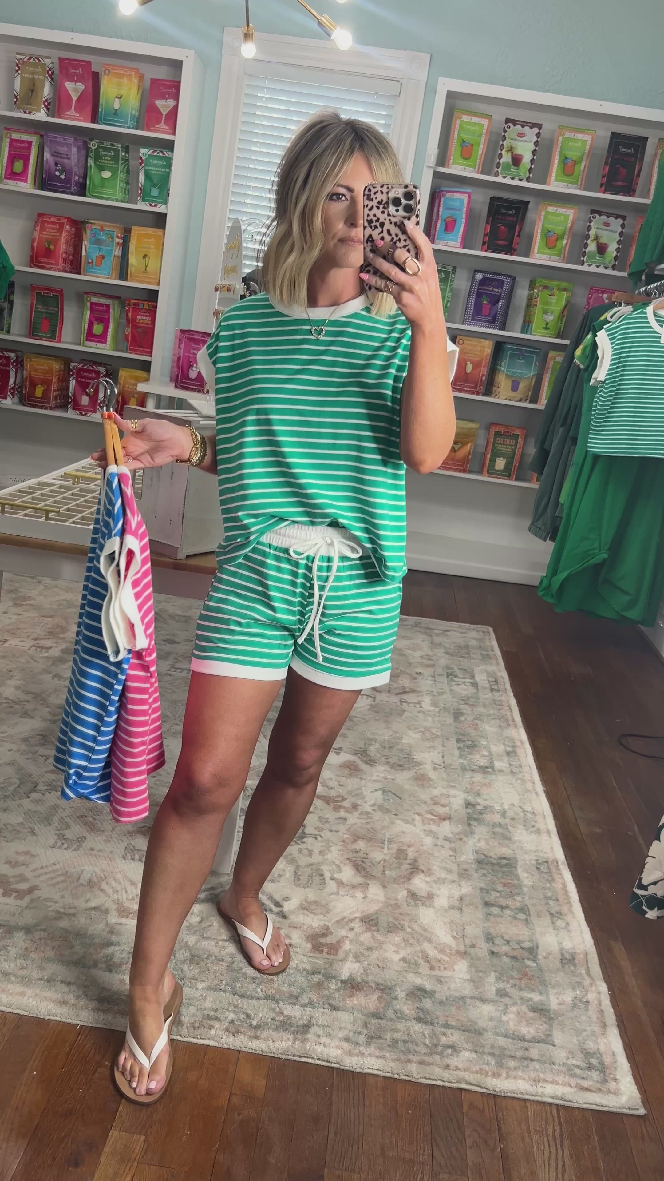 Nothing Complicated Striped Shorts Set - Ocean Blue