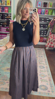 Classic Composition Midi Dress- Navy