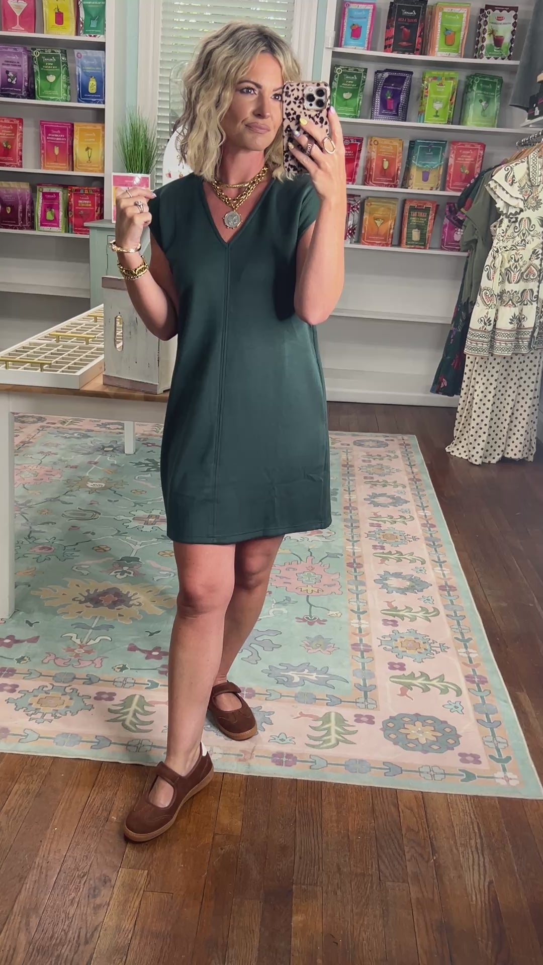 Chic and Simple Mini Dress - Forest