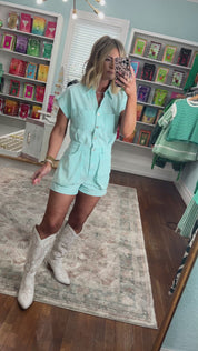 Social Experience Utility Romper - Aqua