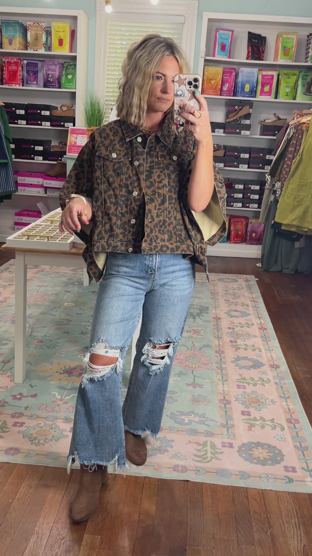 Scene Stealer Poncho Jacket - Brown Leopard