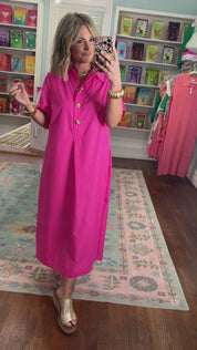Everywhere Together Midi Dress - Hot Pink