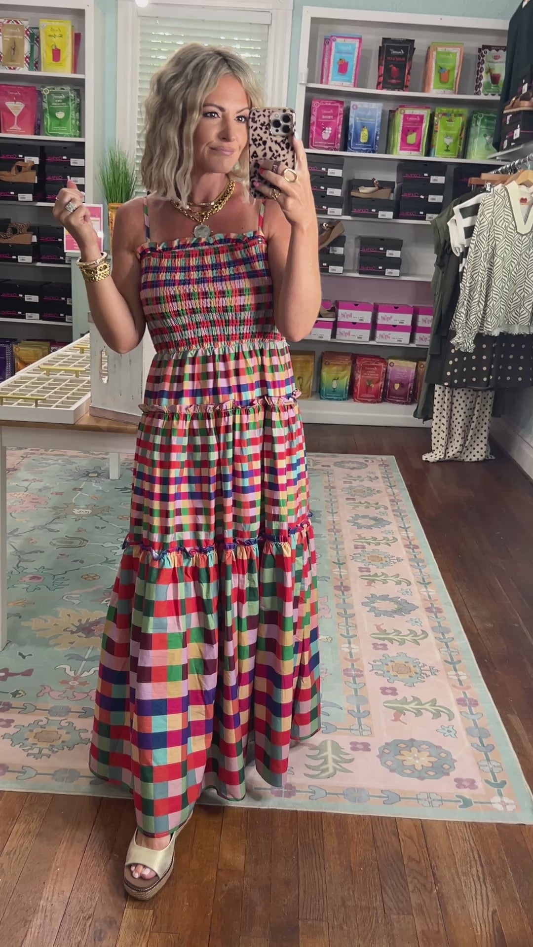 For Keeps Plaid Tiered Maxi Dress - Multi