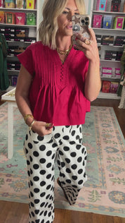 Crimson Charm Poplin Top