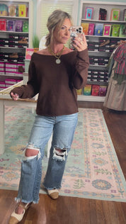 Study BreakOff The Shoulder Sweater - Dark Brown