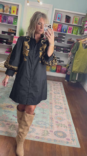 Perfectly Proper Leopard Embroidered Dress