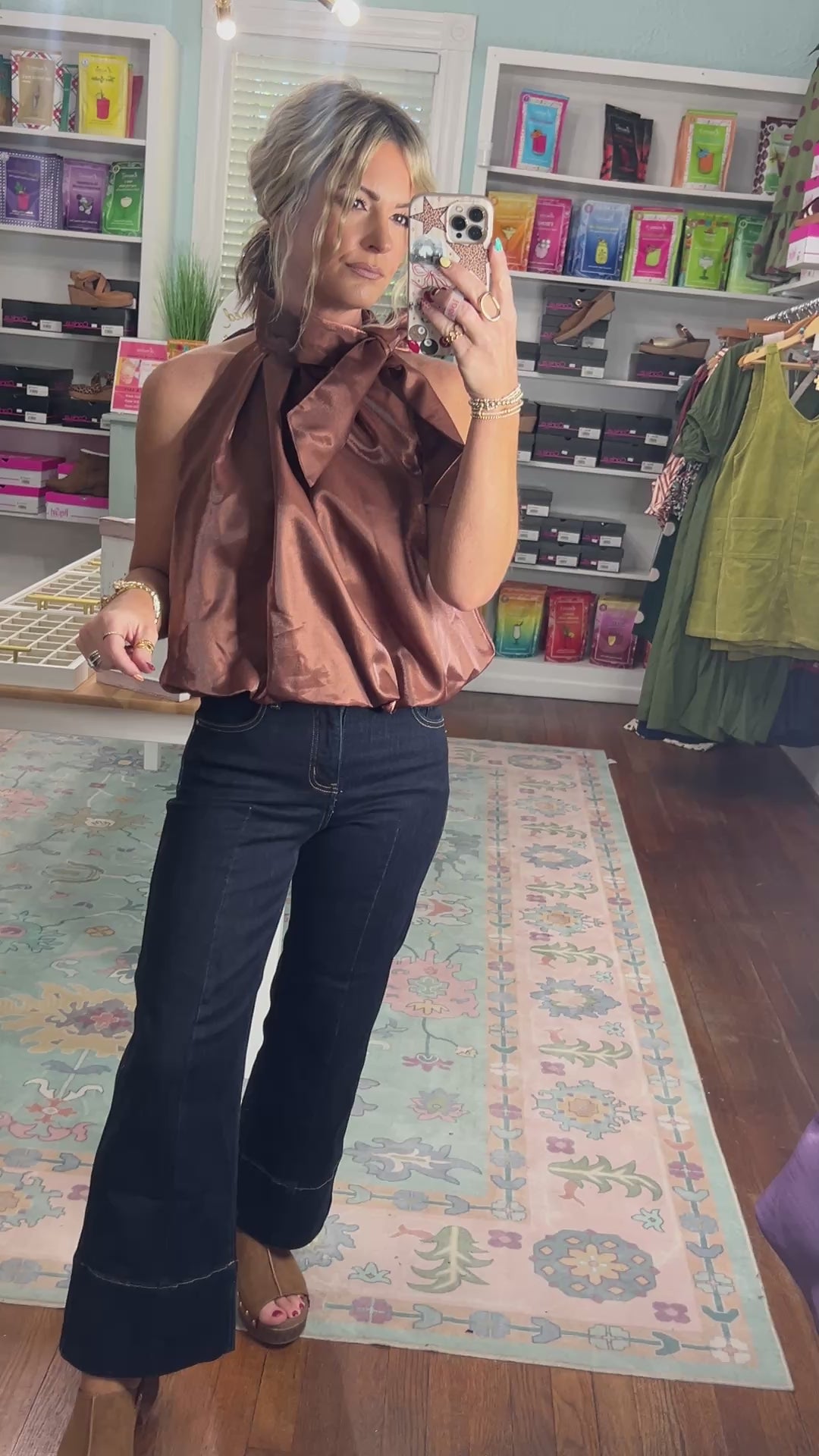 Pure Grace Balloon Sleeveless Top - Brown