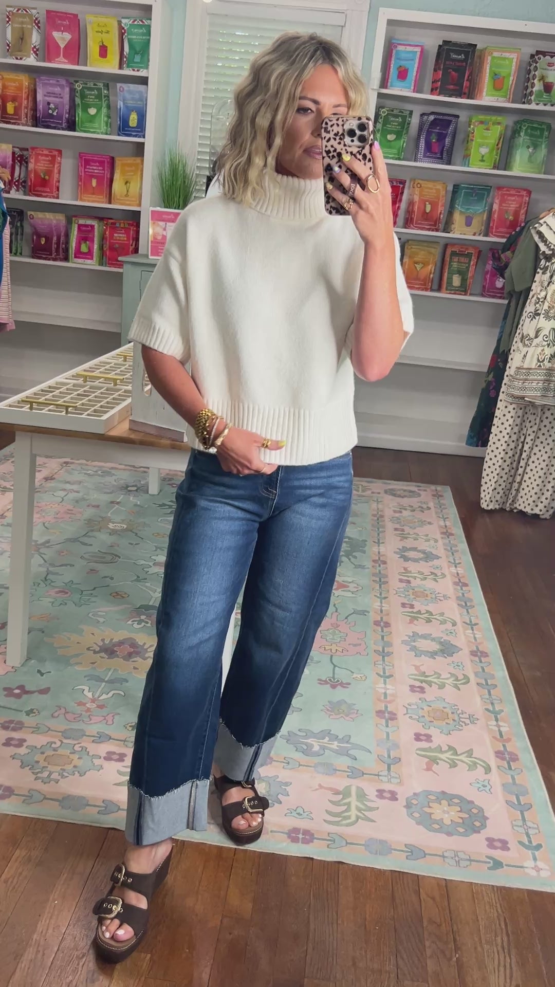 Just Walk By Short Sleeve Sweater - Off White