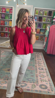 You Have My Attention Pleated Sleeveless Top