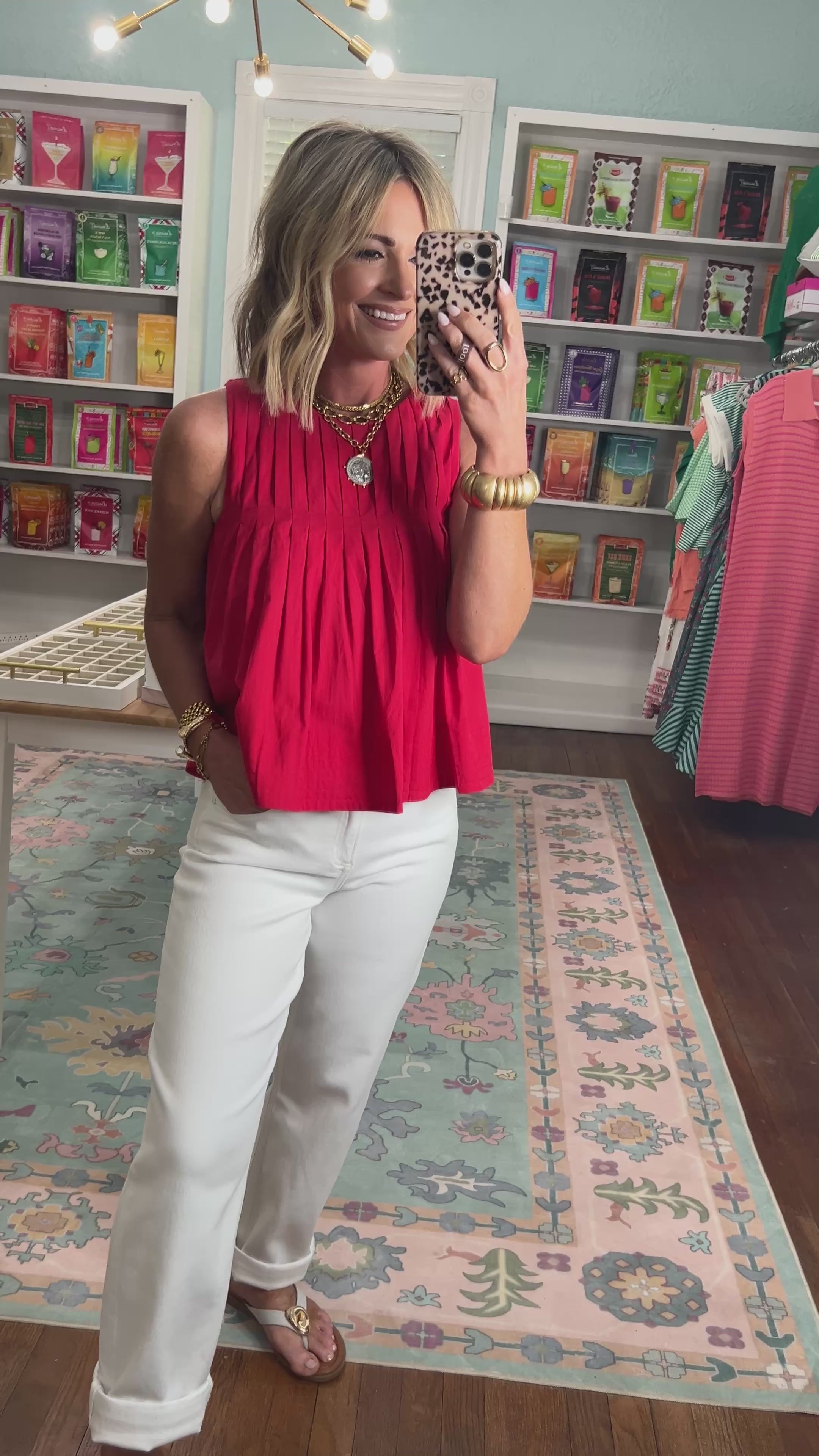 You Have My Attention Pleated Sleeveless Top