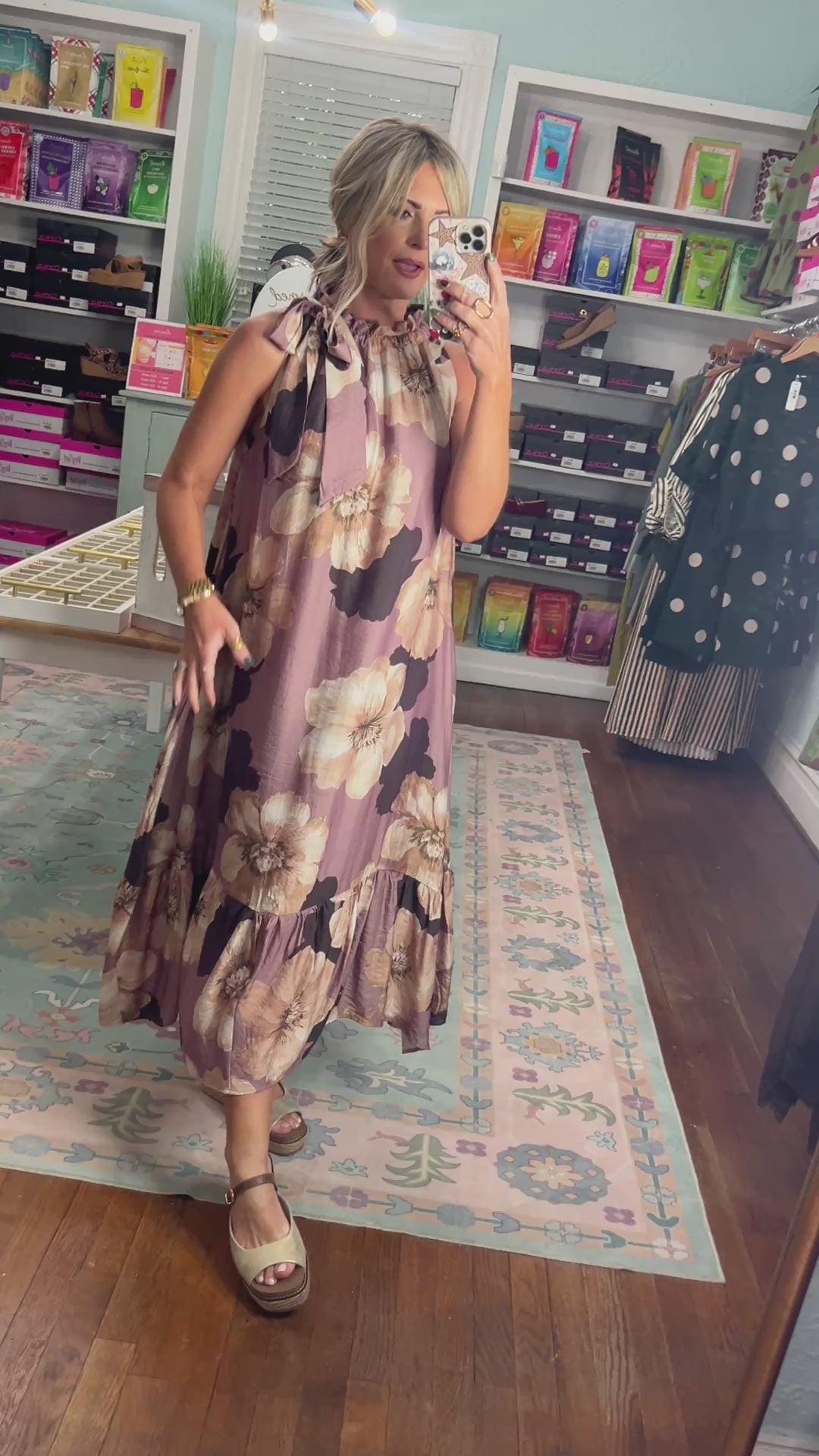 Blooming Boldly Sleeveless Midi Dress - Burgundy