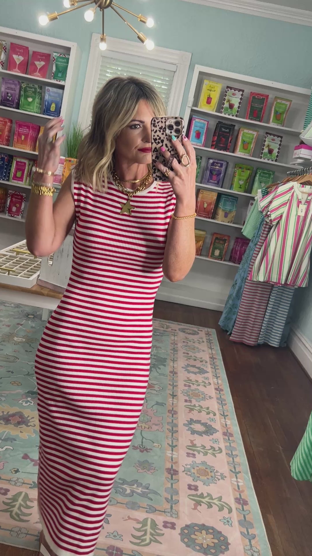 That's My Cue Striped Knit Midi Dress