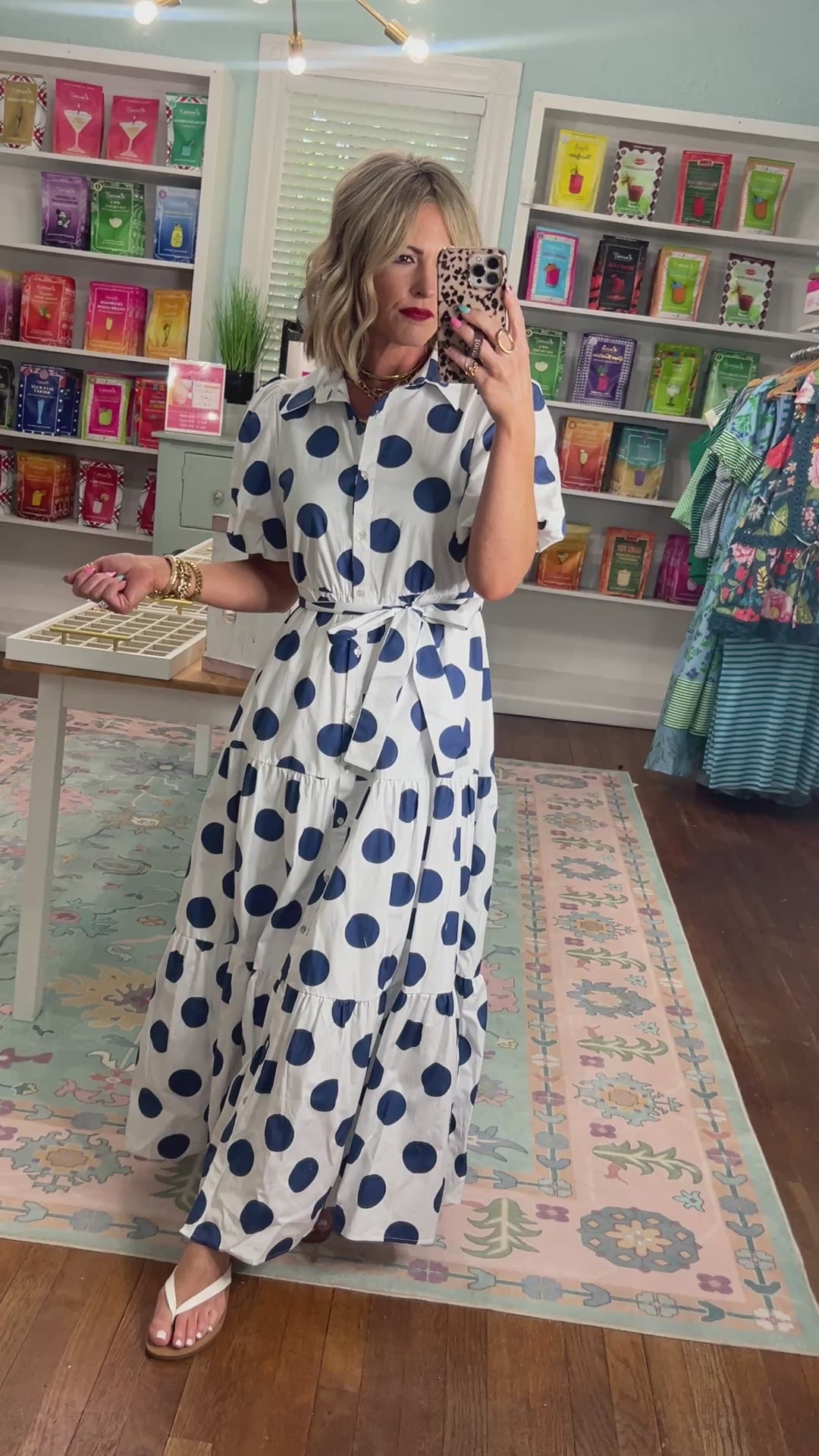Spot on Style Puff Sleeve Maxi - Navy/Off White