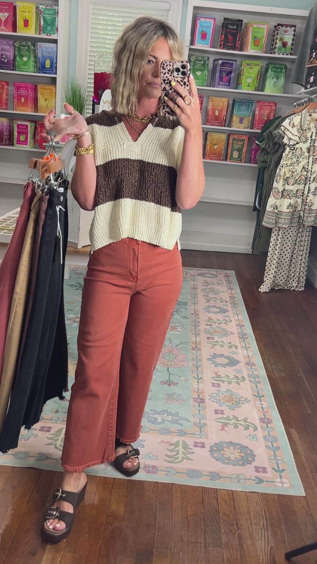 So Delightful Frayed Hem Straight Pants- Camel