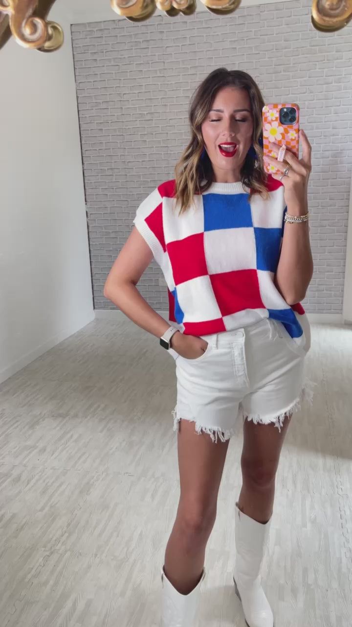 Party Like A Patriot Checker Sweater Vest