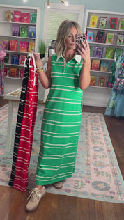 Immediately Yes Striped Midi Dress -Red