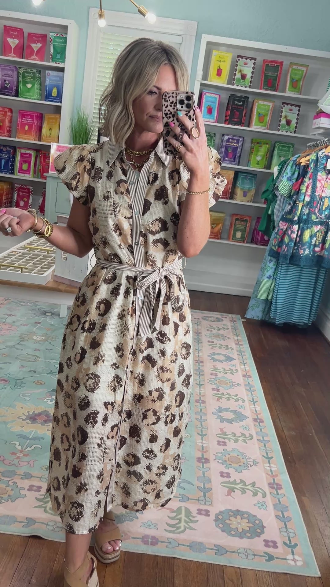 Perfect for You Leopard Print Midi Dress - Sand
