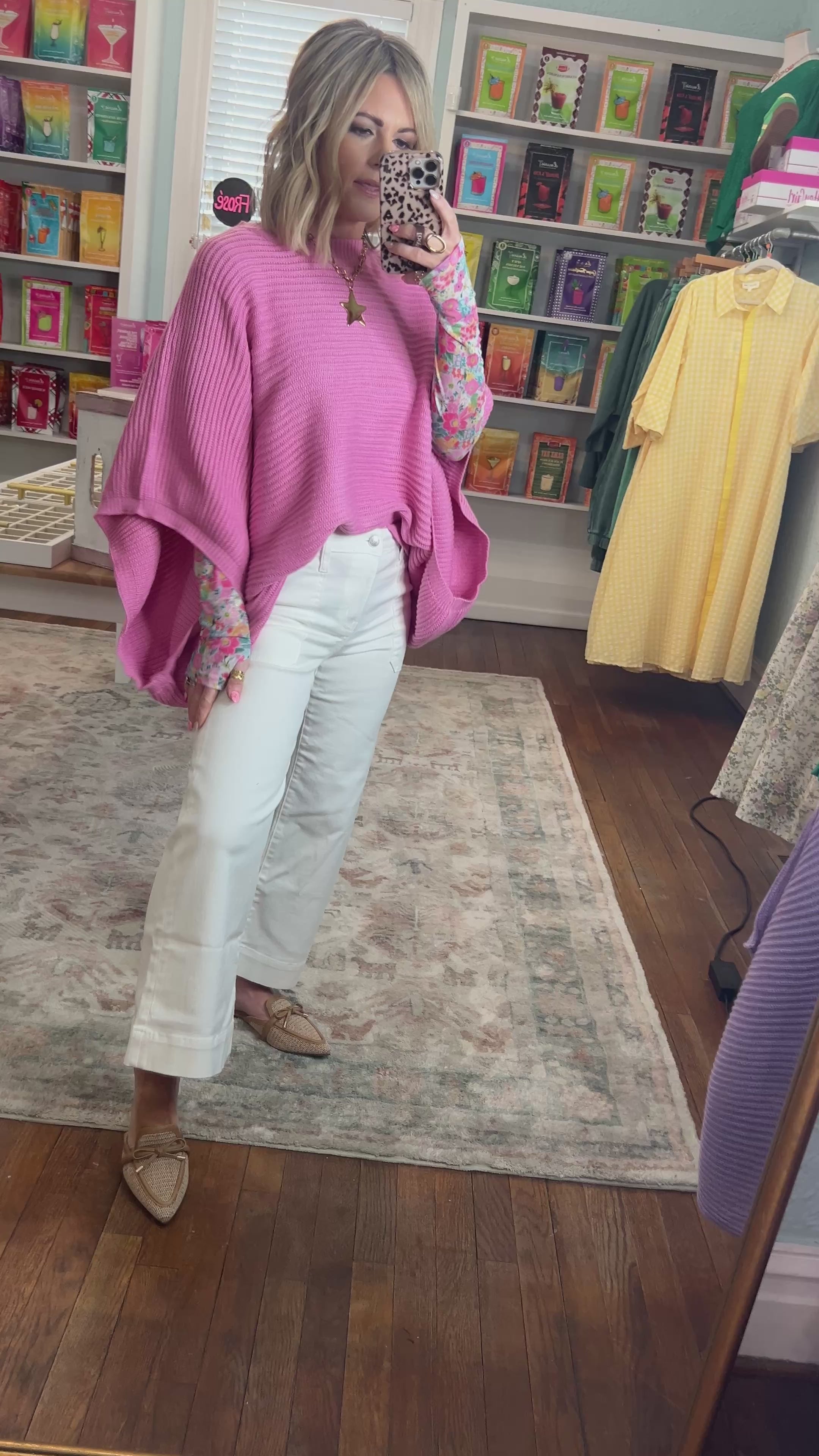 Spring Meg Pullover Poncho Sweater - Pink